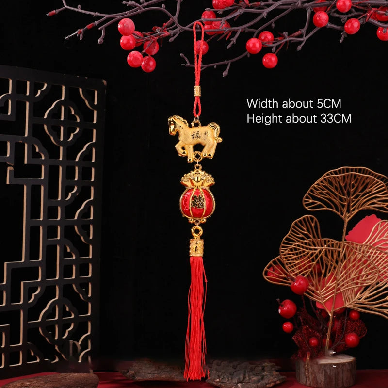 1/10Pcs 2026 Year Of The Horse Wall Hanging Car Ornament Chinese New Year 3D Horse Lantern Red Gold Pendant Lucky Decor Gifts Zpaxo A6