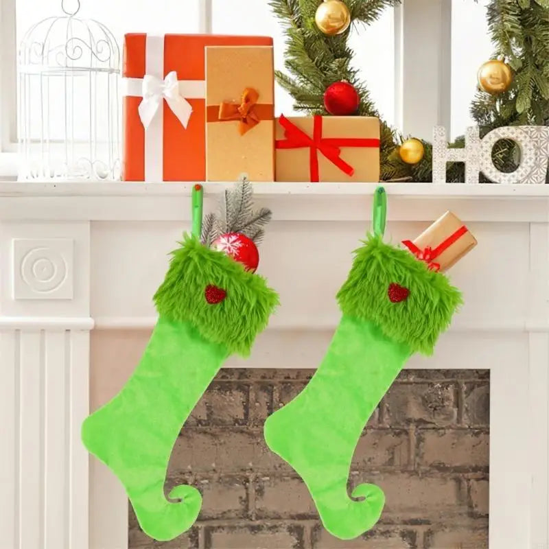 Large Christmas Stocking Fabric Hanging Sock Mantels Holiday Packaging