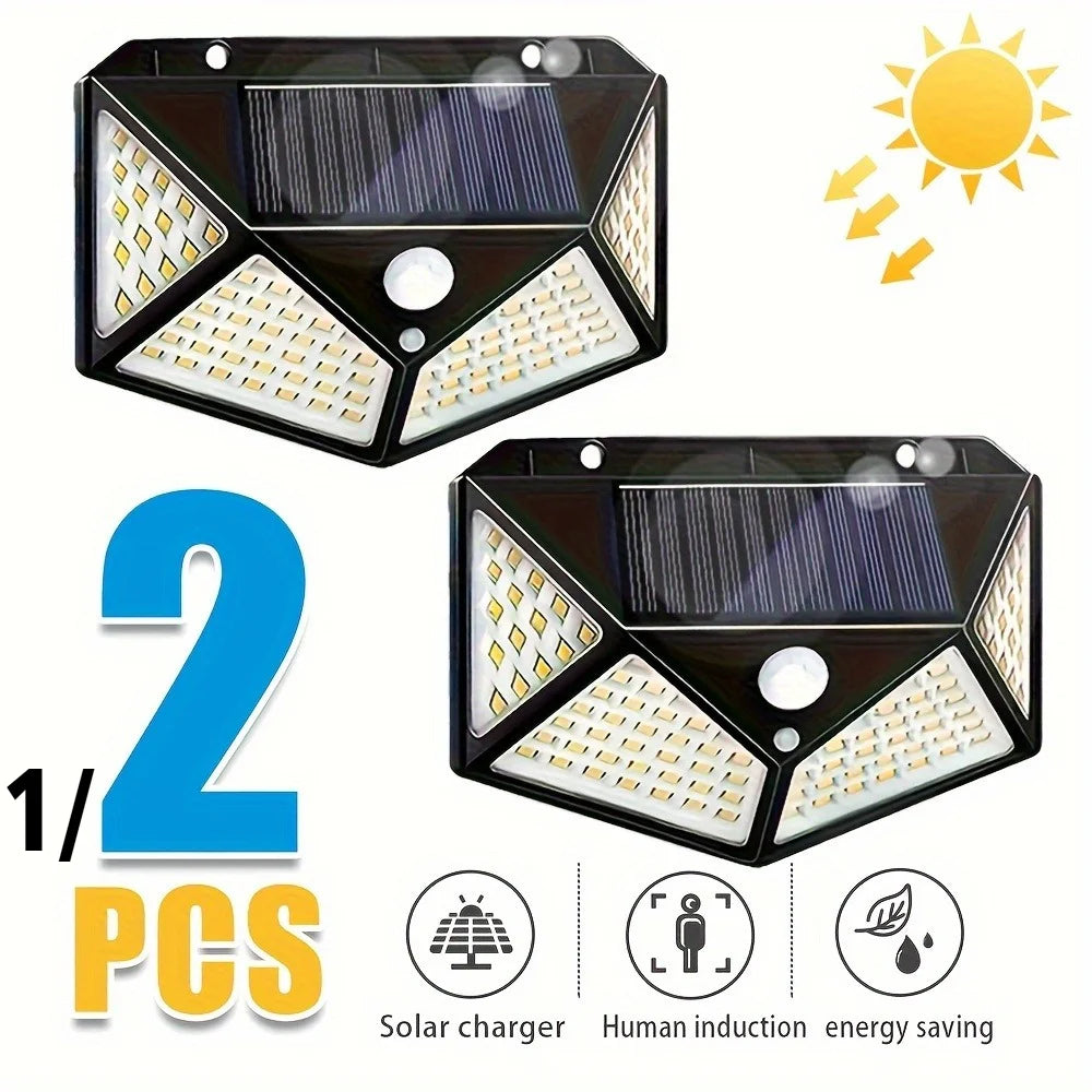 Solar Powered 100 LED Motion Sensor Wall Light Waterproof Outdoor Zpaxo