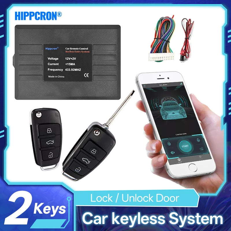 Hippcron Car Alarm Systems Auto Remote Central Door Keyless APP Contr