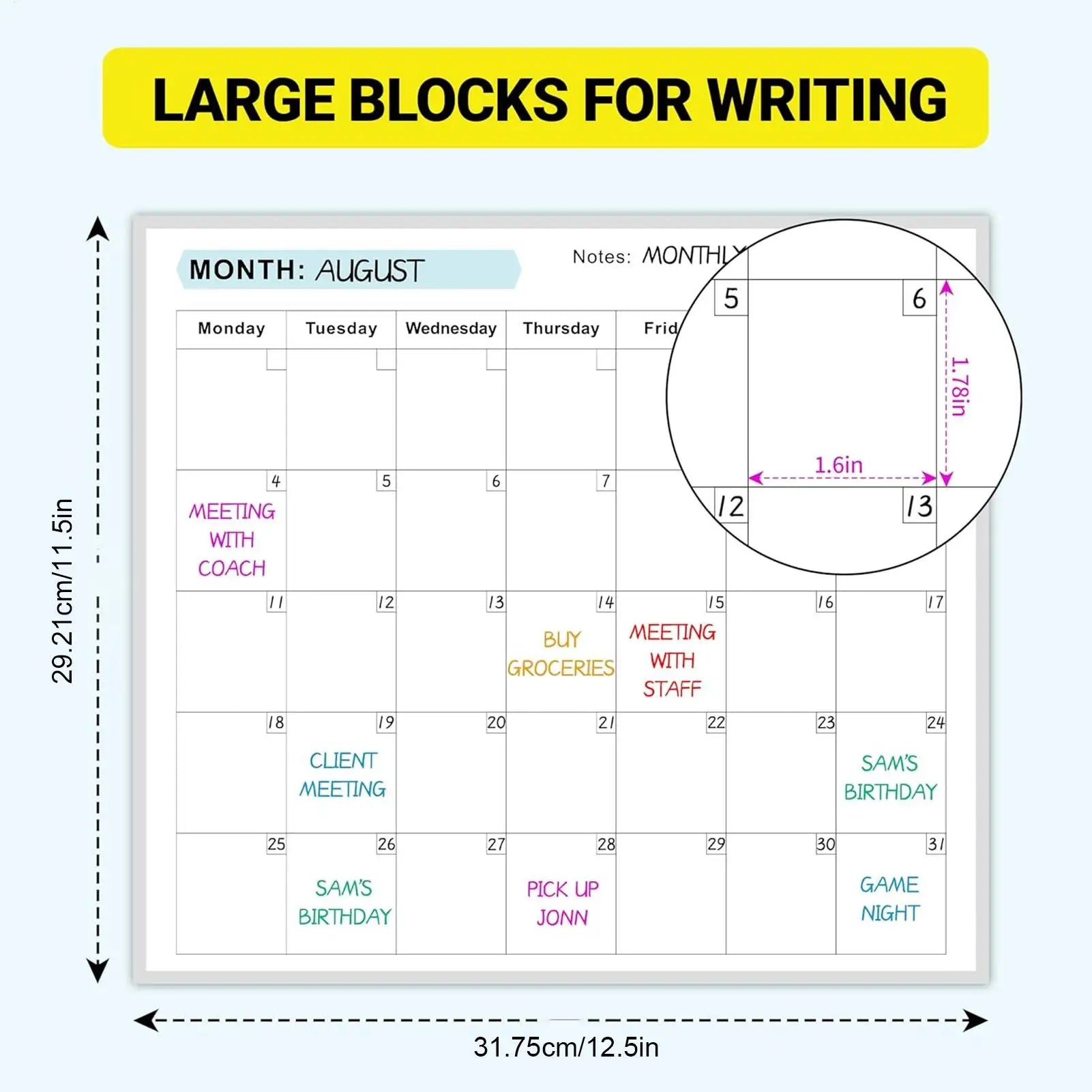 Erasable Large Wall Calendar – Reusable 12-Month Planner Dry Erase Wall Calendar Zpaxo