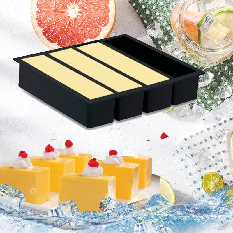 Ice Cream Mold 4 Grids Giant Storage Food Meal Sauce Lid Silicone Zpaxo