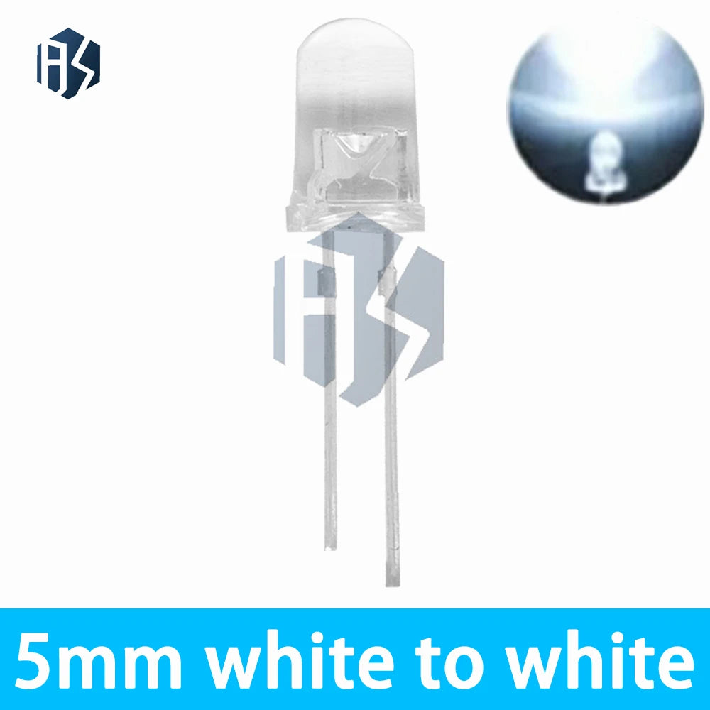 1000PCS 5mm F5 LED Light Diodes - 5-Color (White/Blue/Red/Yellow/Green) Bulbs for DIY Electronics, RC & Crafts Zpaxo
