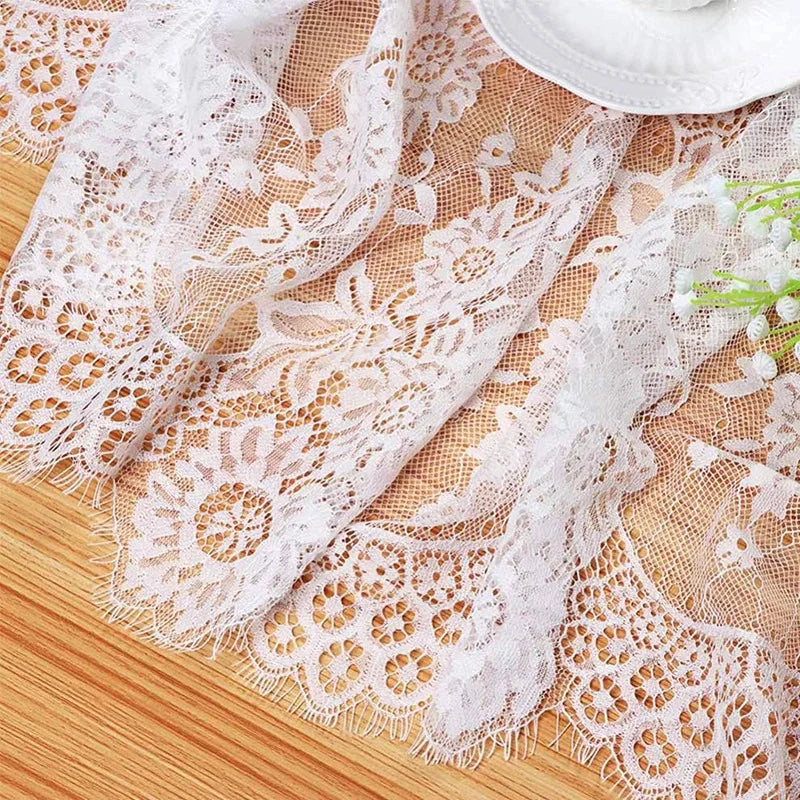 Rustic Wedding White Lace Tablecloth Vintage Embroidered Reception Zpaxo