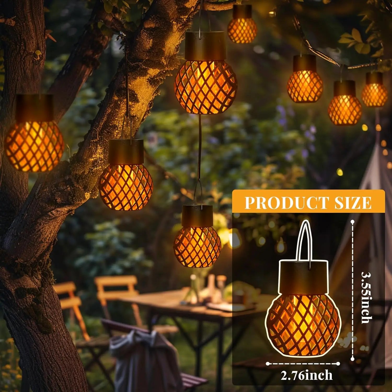 1- Solar LED Outdoor Flame Effect Hanging Lantern Waterproof Garden Zpaxo