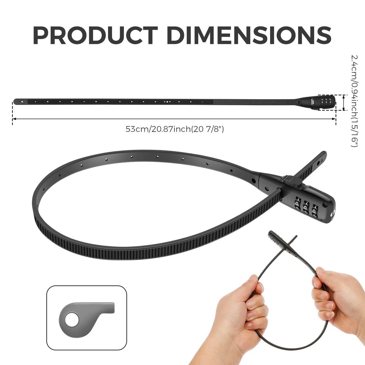 Cable Tie Helmet Lock 3 Digit Combination Steel Core Anti Theft Portable Zip Strap For Motorcycle Bicycle Scooter Luggage Skis Zpaxo Style 2 53cm