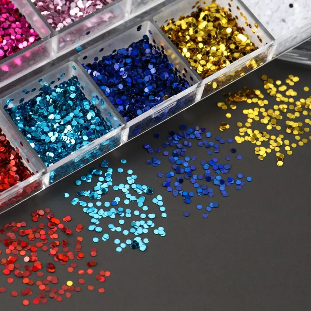 Y2K Cute Nail Sequins Kawaii Mini Flakes Black White Silver Golden Zpaxo