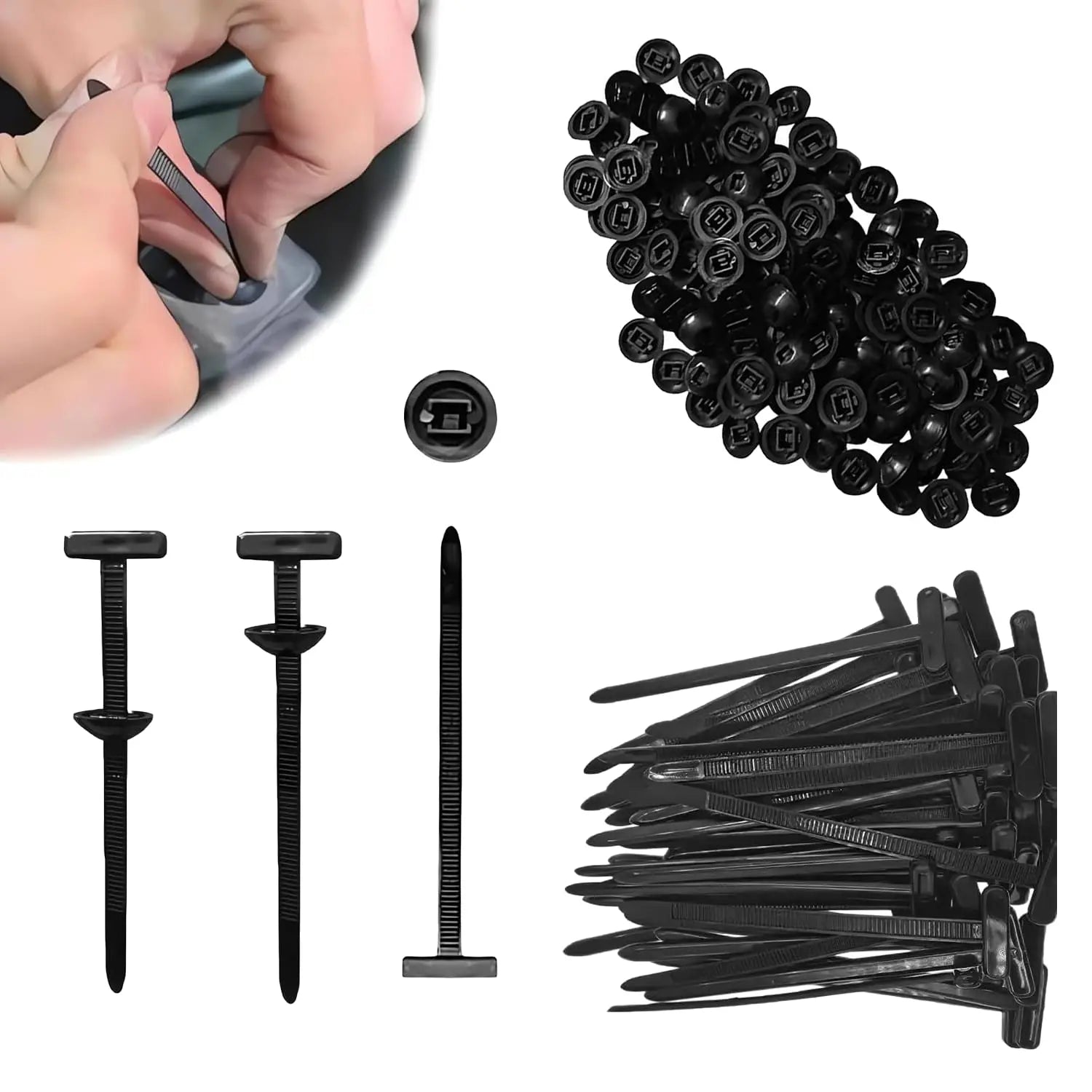 Nylon Universal Cable Tie Buckle-Heavy Duty Zip Ties Holder with Pin & Button Design Plastic Cable Ties Tool Fasteners Car Body Zpaxo 100pcs