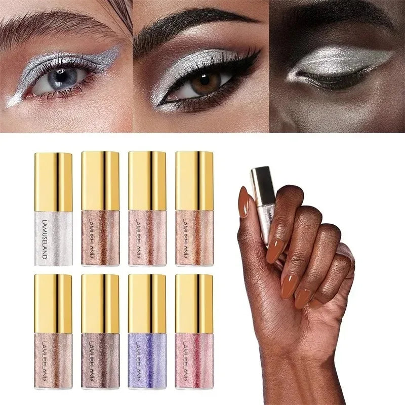 Pearl Liquid Eyeshadow Natural Smokey Silver Fine Shimmer Diamond Glitter Eye Shadow Eyelid Waterproof Highlighter Beauty Makeup Zpaxo