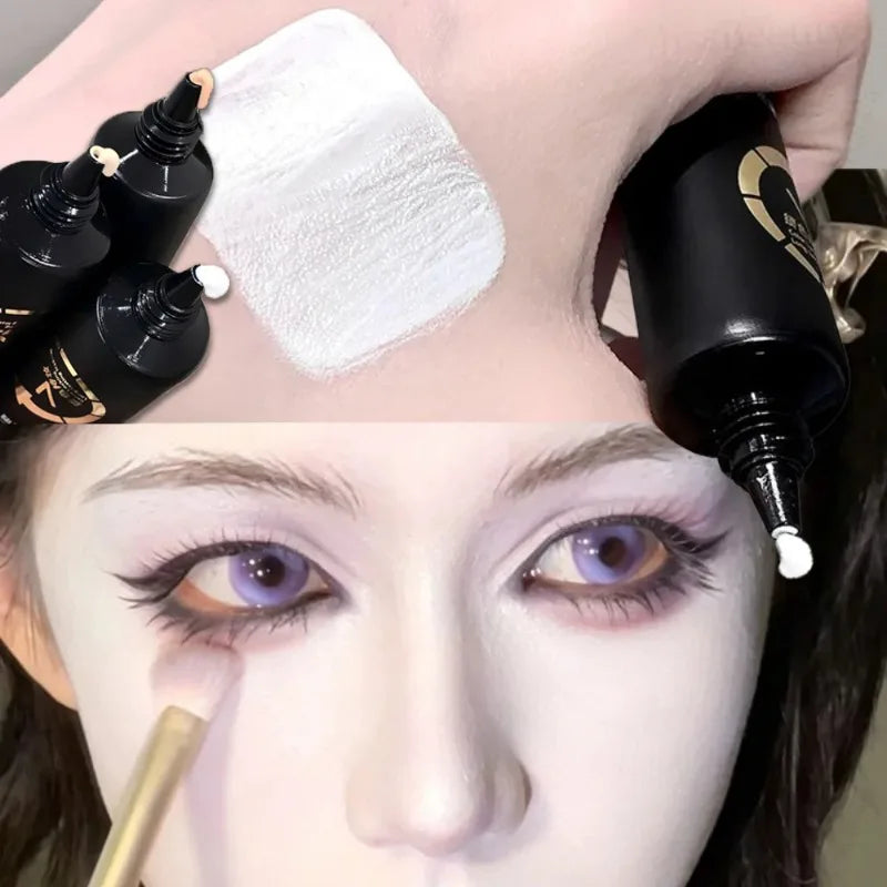 White Liquid Foundation for Halloween Goth Makeup Waterproof Full Coverage Primer High Concealer Cosplay Foundation Face Paint Zpaxo