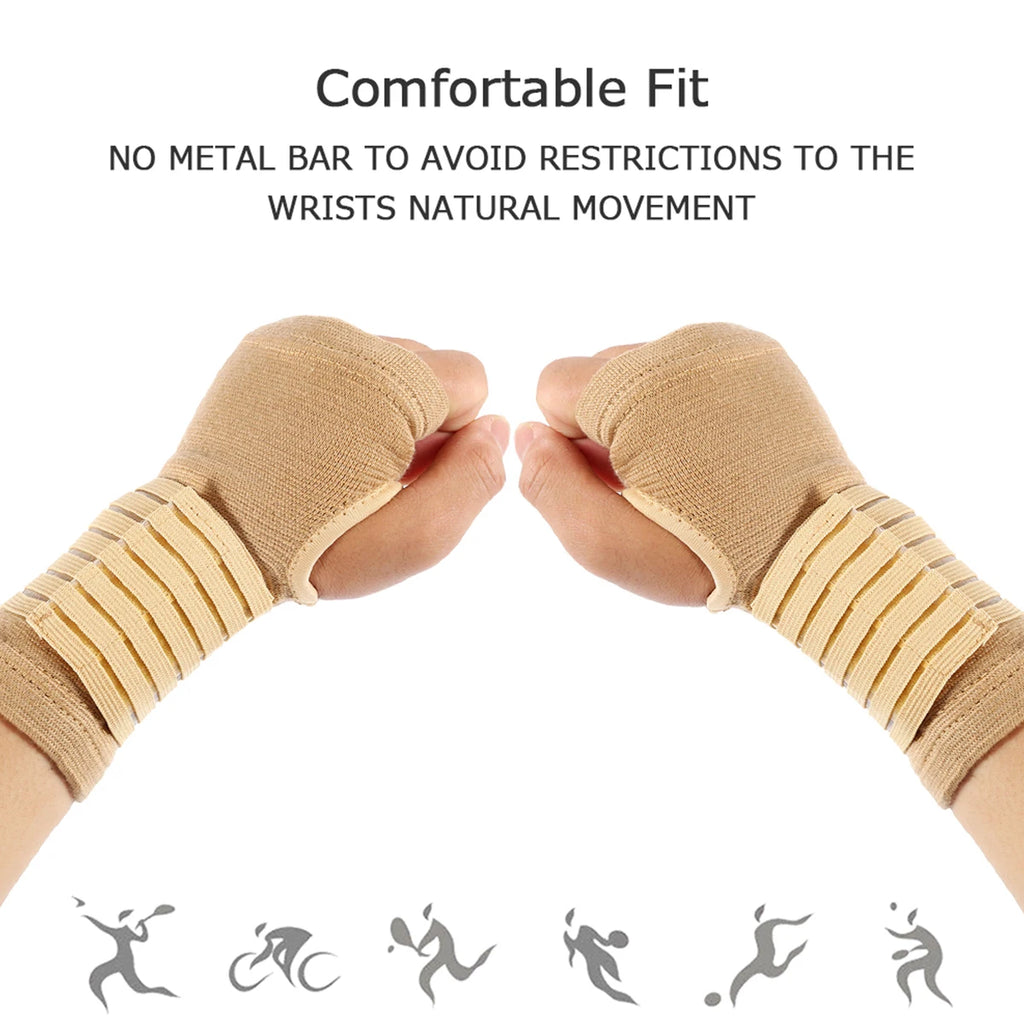 2/4PCS Sports Safety Wristband Elastic Bandage Wrist Guard Support Arthritis Sprain Band Carpal Protector Hand Shaping Sweatband Zpaxo