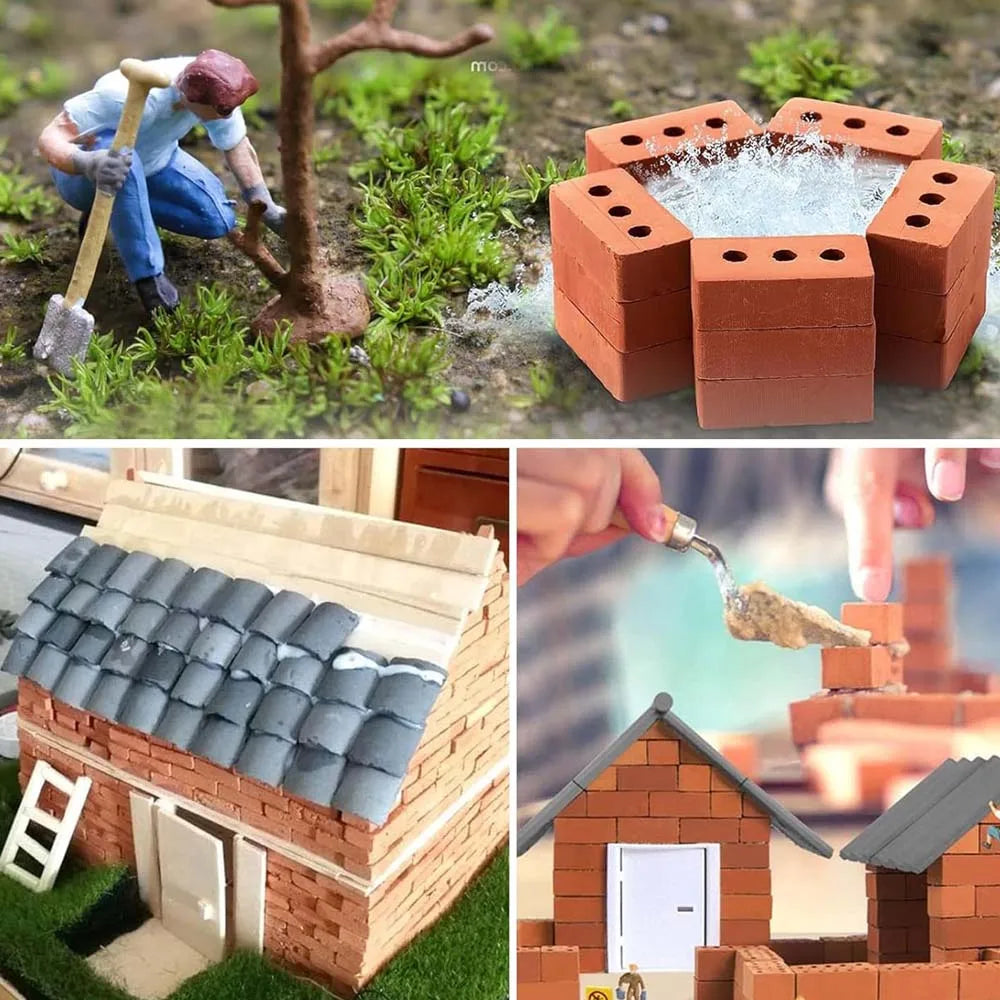 Mini Three-Hole Brick 200/50pcs -DIY Miniature Brick Building Realistic Fake Bricks for Fairy Garden Construction, Decorations Zpaxo