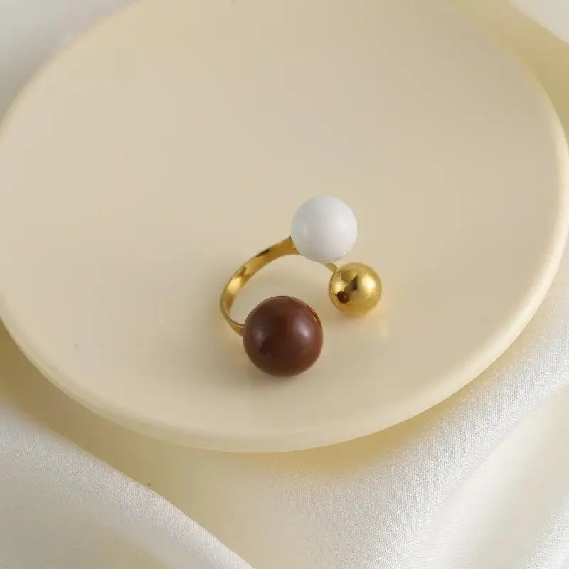 Fashionable Candy Spherical Enamel Droplet Ball Ring Adjustable Open Zpaxo H