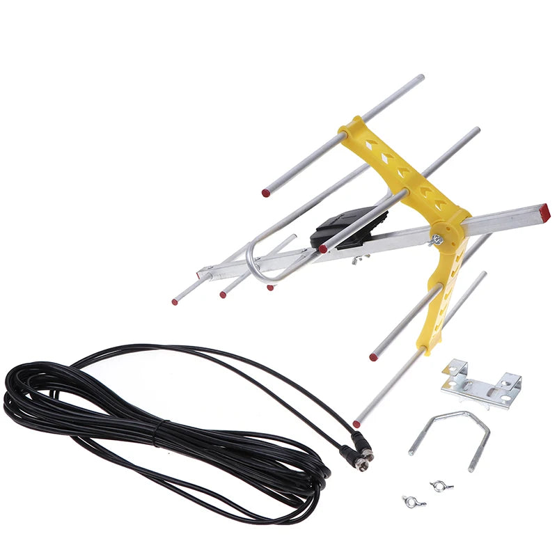 Outdoor 100Mile Amplified 8 Yagi Antenna HD TV 10dB Long Range UHF/VHF/FM HDTV Zpaxo
