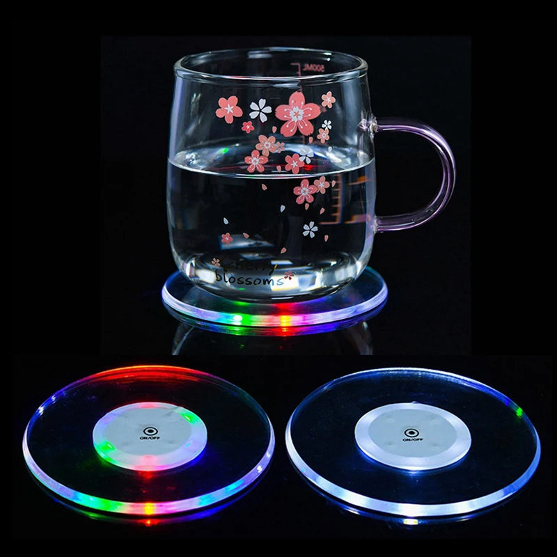 Bar Table Decoration Accessories LED Coaster Acrylic Cocktail Flash Zpaxo