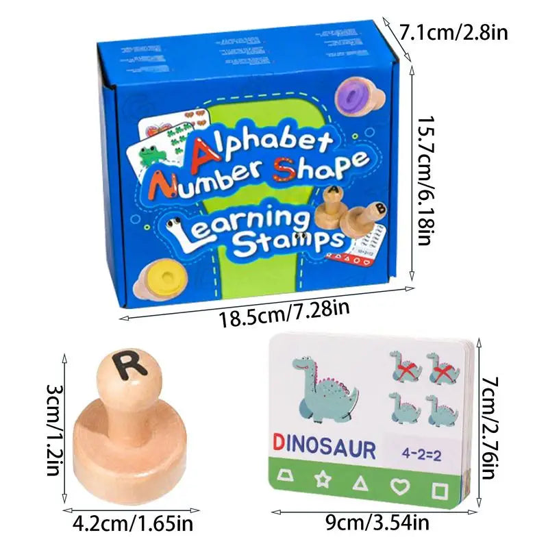 Kids Alphabet Stamps Alphabet Number Stamp Flashcard Portable Math Games Educational Toy For Kid Boy Girls Children Zpaxo