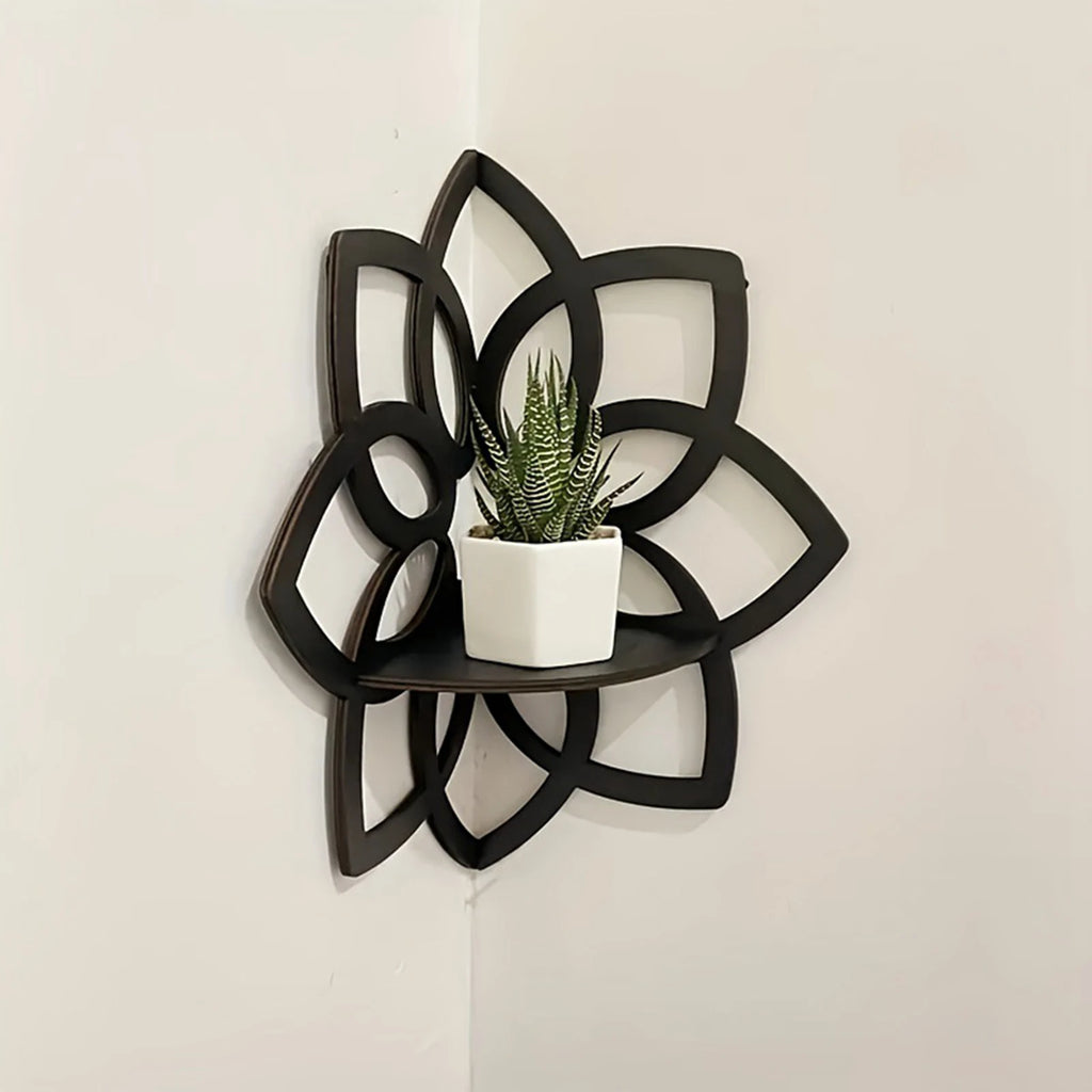 Flower Shape Corner Shelf Wood Floating Shelves Home Kitchen Living Zpaxo