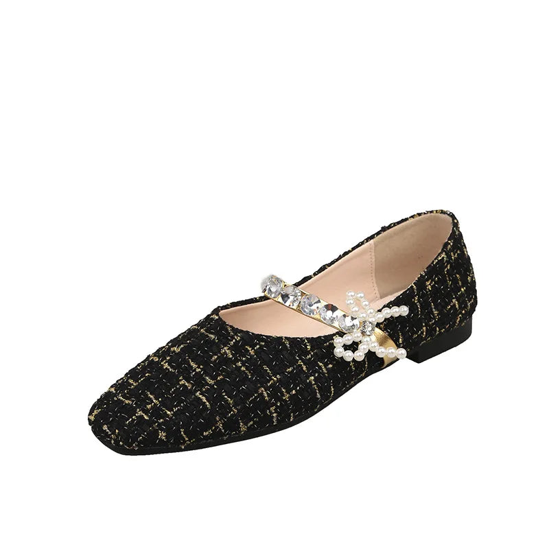 Flat Shoes for Women's Black Mary Jane Shoes Women's Shoes 2025 Spring Autumn New Style Thick Heel Square Toe Shallow loafers Zpaxo Black 40