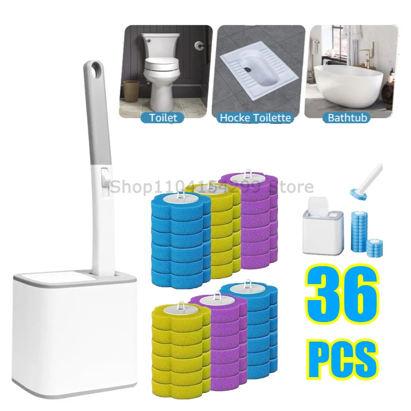 Disposable Toilet Brush Replacement Head Cleaning Kit Lengthened Handle Auto Lid Opening Toilet Bowl Cleaner Kit for Bathroom Zpaxo