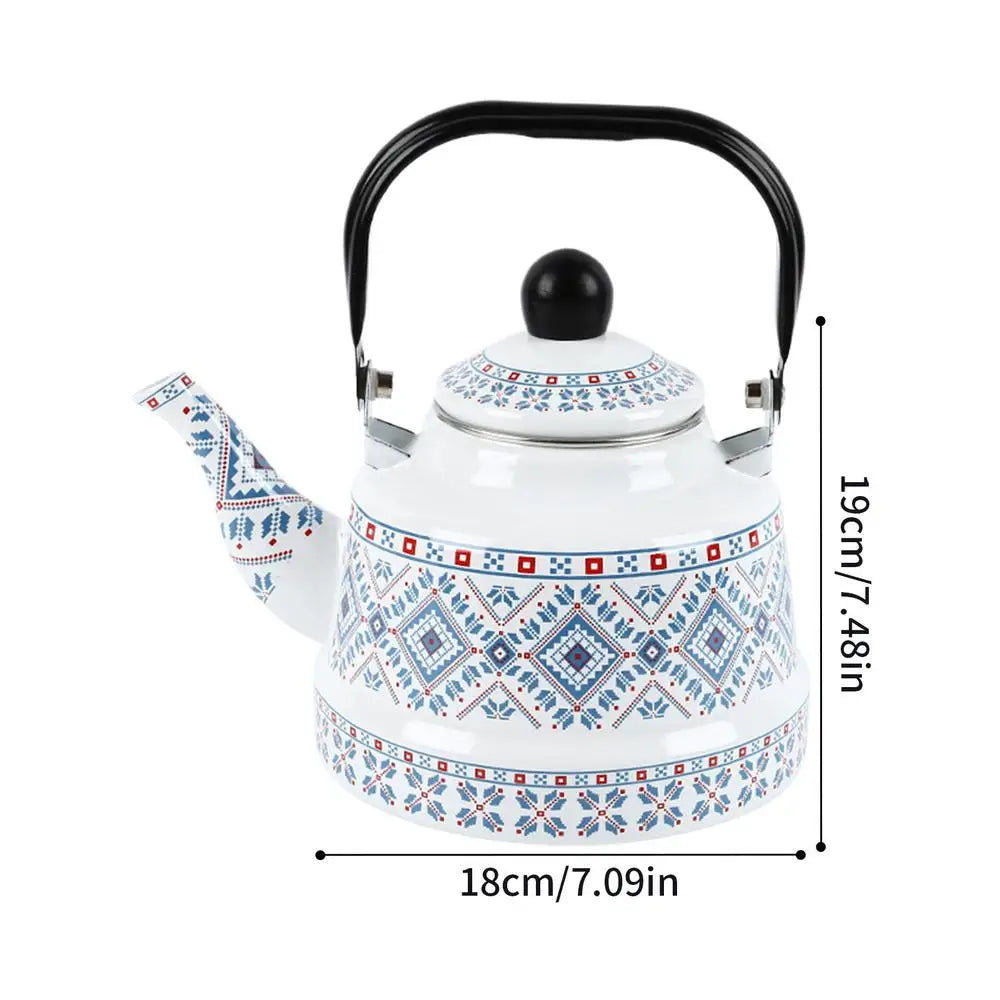 Tea Pot Stove Retro Enamel Teapot Vintage Kettle Home Kitchen Dorm Zpaxo Blue CN