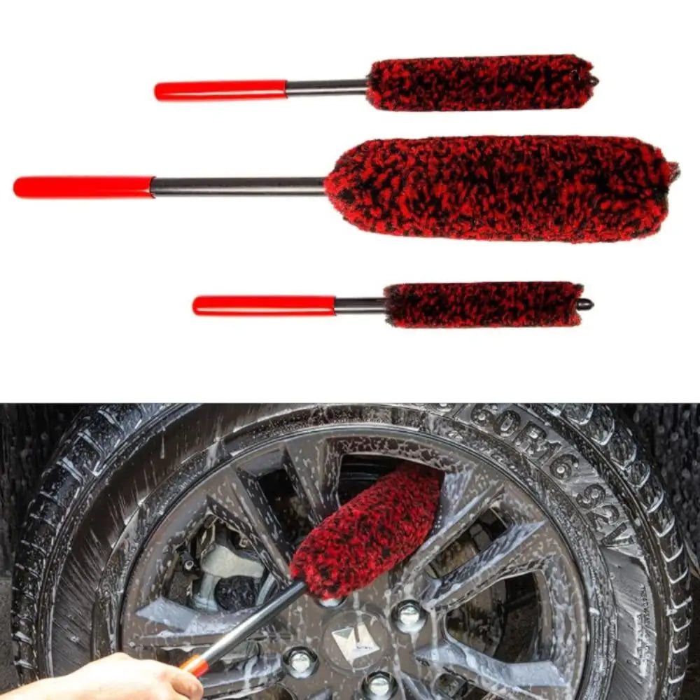 Bendable Design Car Wheel Detailing Brush Plush Material Woolies Auto Wheel Woolies Brushes Long Handle Zpaxo