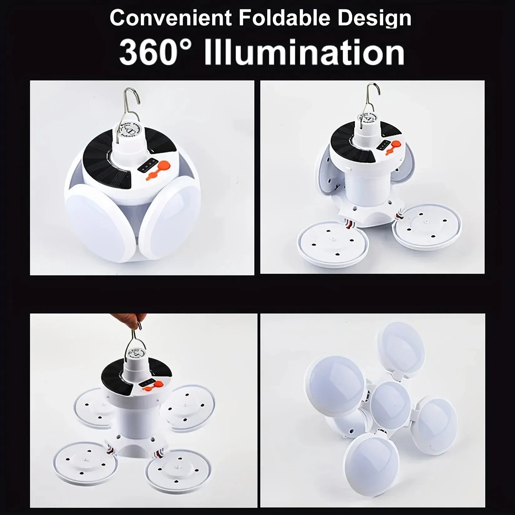 Solar USB Rechargeable Camping Lantern – Foldable LED Lamp