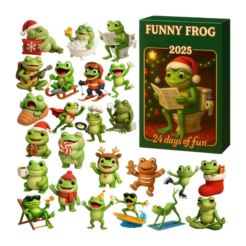 Christmas Advent Calendar 2D Acrylic Frog Ornaments 24 Days Countdown