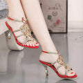CINESSD Heel Sandals Women's Sexy Thin Rhinestone Banquet Wedding Zpaxo Red 40(Foot 25cm) China Mainland