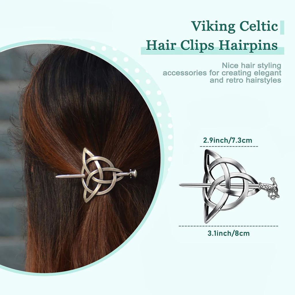 Celtic Knot Silver Hair Clips – Vintage Hair Claws for Women