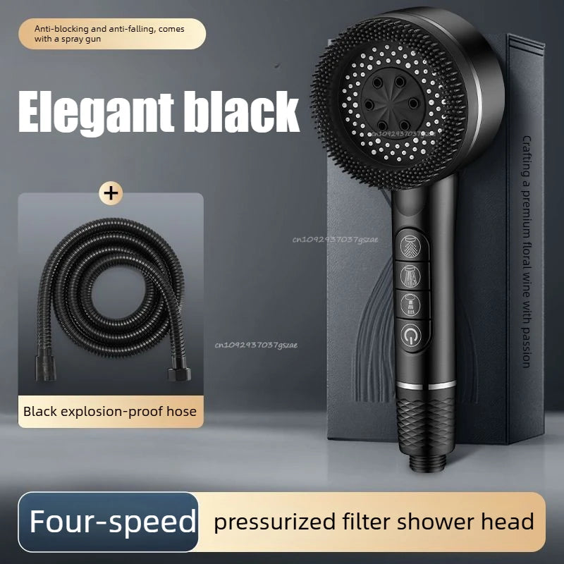 Shower Head 4 Modes Self-cleaning Water Saving Adjustable High Pressure Showerhead Handheld Spray Hangable Bathroom Accessories Zpaxo style 2