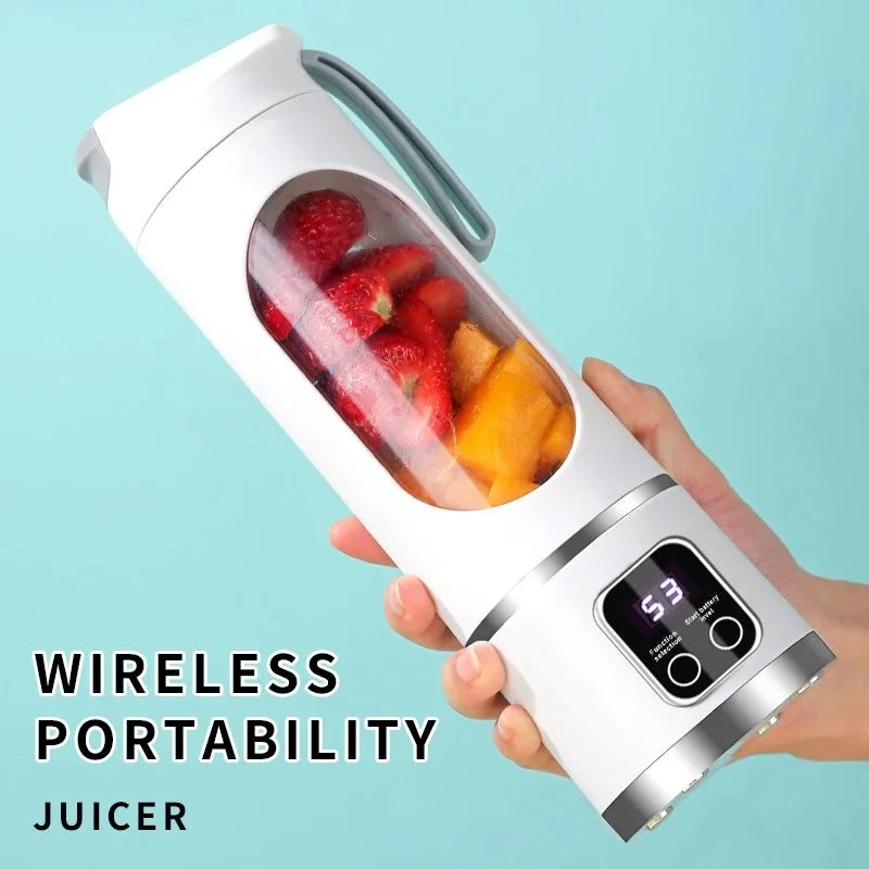 2025 Mini Electric Juicer with Powerful Motor 450ML Large Capacity Digital Display Crushed Ice Household Charging Juice Cup Zpaxo