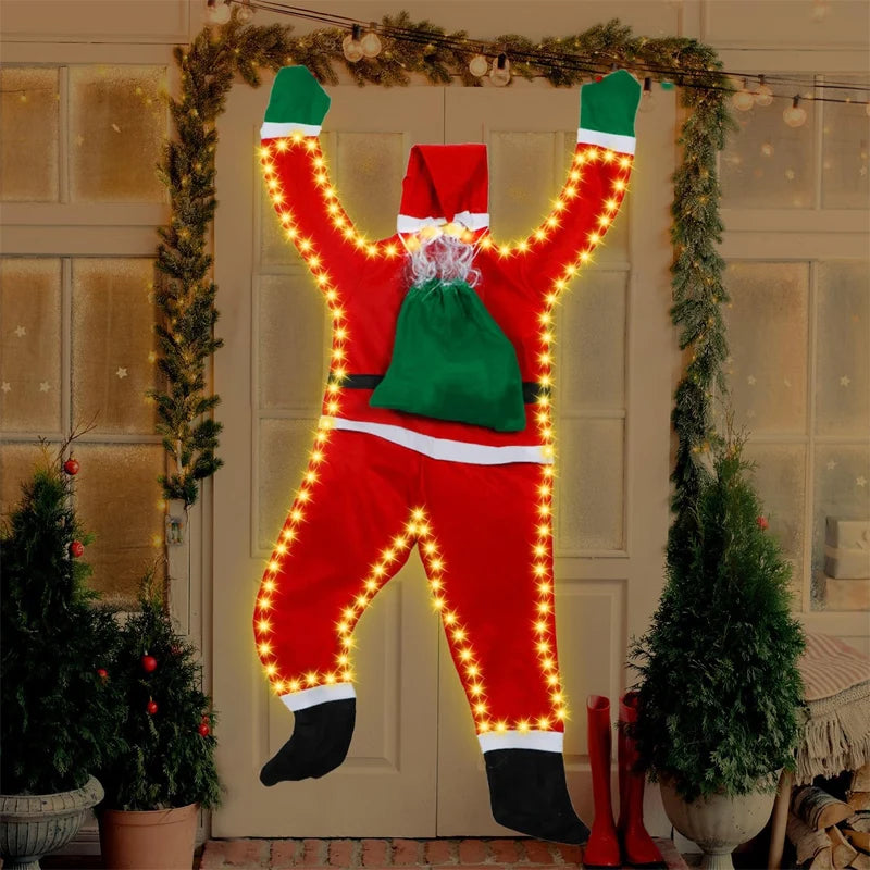 Hanging Santa Claus Outdoor Christmas Decorations Life Climbing Solar