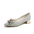Womens Metal Square Buckle Mid Heel Pumps Chunky Pointed Toe Soft Zpaxo 022-1 Blue 35 China Mainland