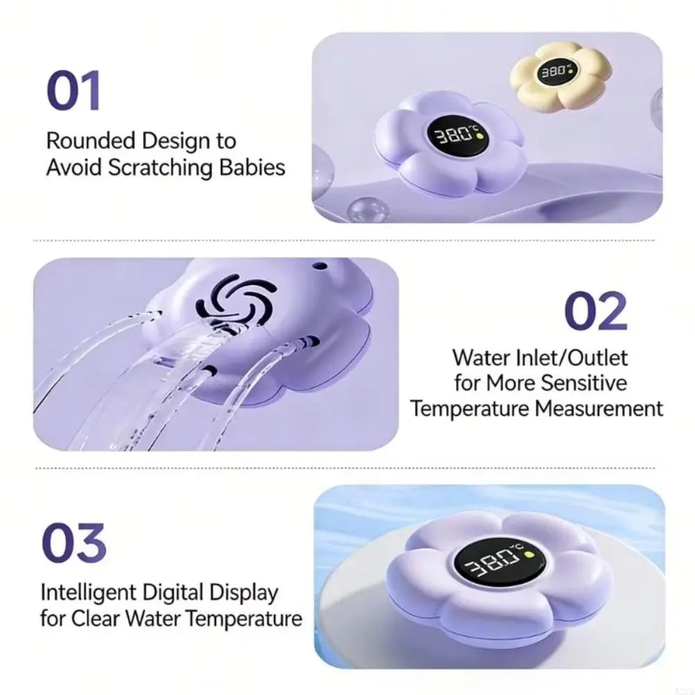 Waterproof Baby Bath Thermometer Flower Shaped Three-color Reminder Zpaxo