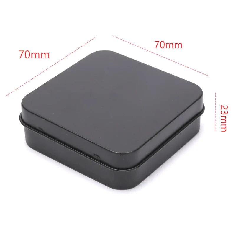 CMMini Square Small Tin Box Metal Hinged Flip Storage Case Jewelry