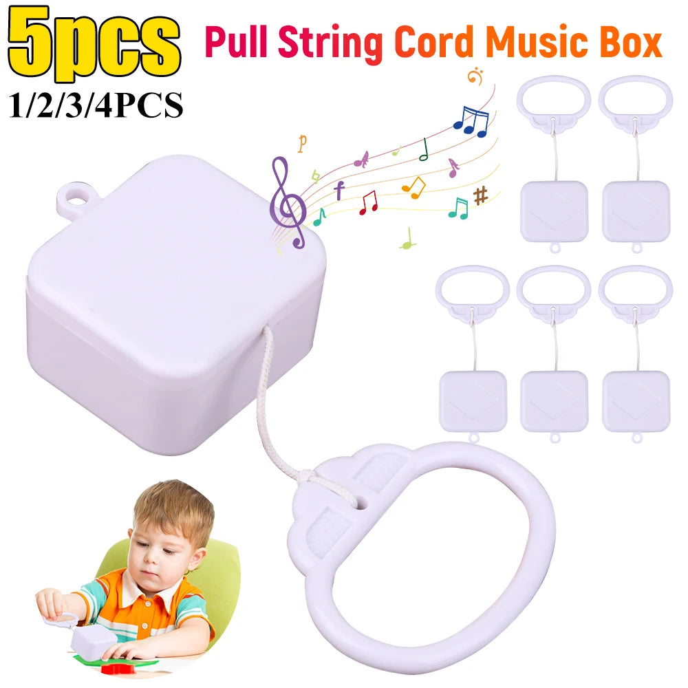 5 4 3 2 Pull String Cord Music Box Baby Kids Bed Bell Rattle Musical
