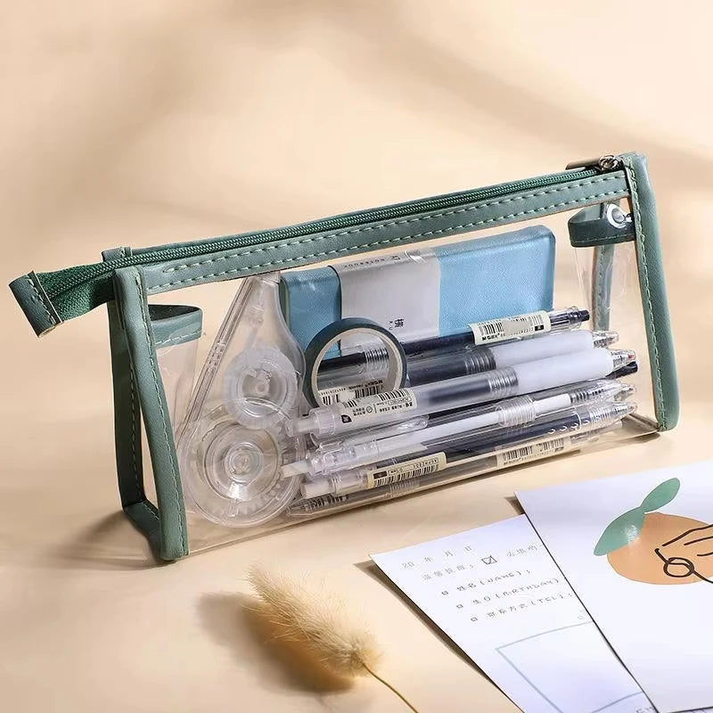 Waterproof Transparent Pencil Case Large Capacity Pen Bag Cosmetic