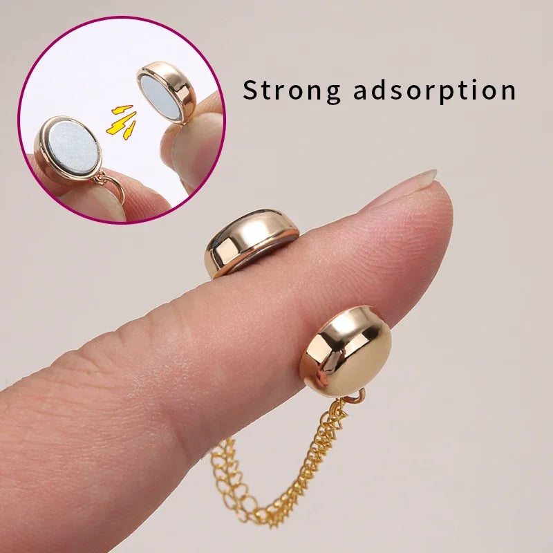 1 Pair Multi-function Magnetic Clothing Clip Chain Metal Buttons