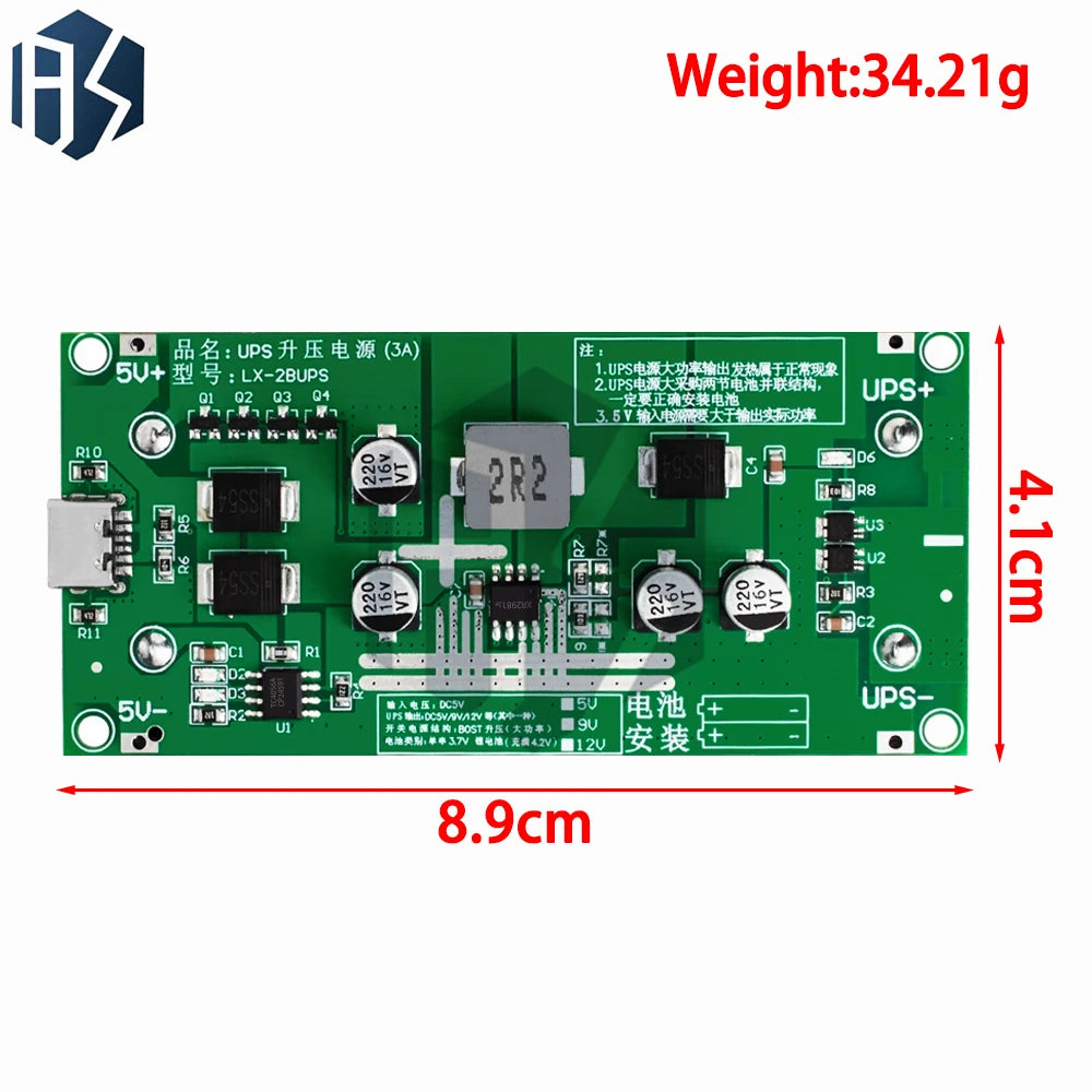 Type-c 15W 3A 18650 Lithium Battery Charger Module DC-DC Step Up Zpaxo