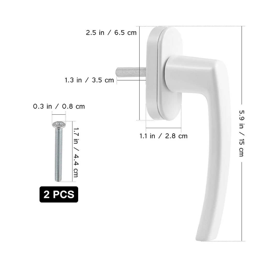 Inside Interior Inner Window Handle Crank Aluminum White Safety Lock