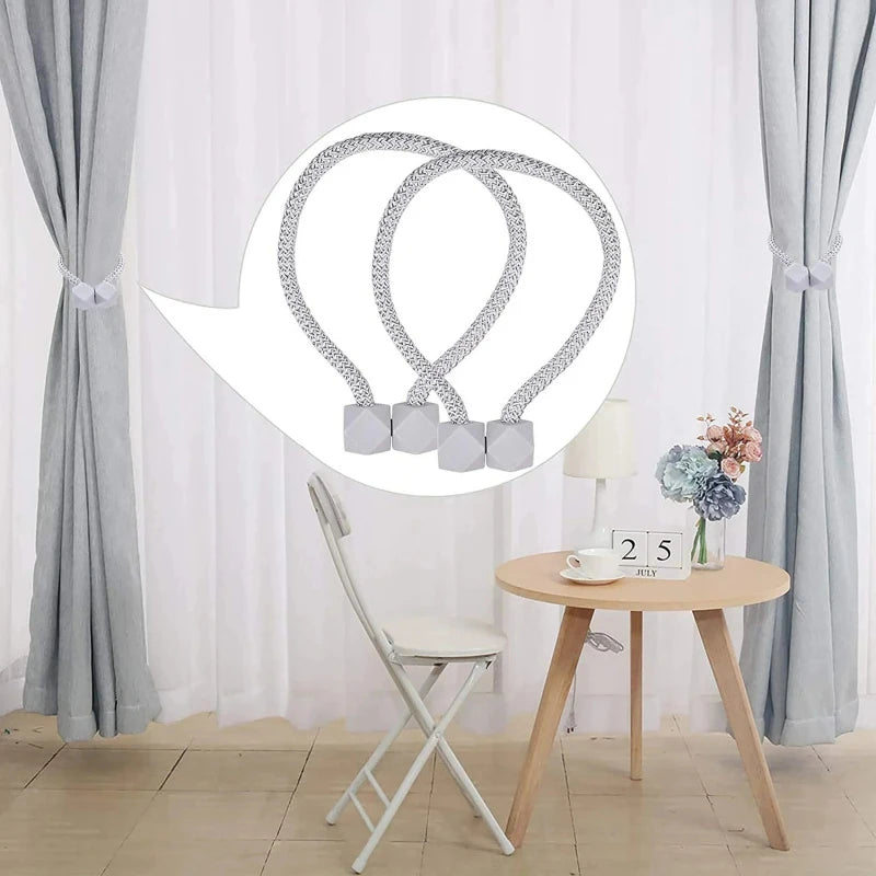 4-Pack Curtain Ties Strong Magnetic No-drill Versatile Clips Home