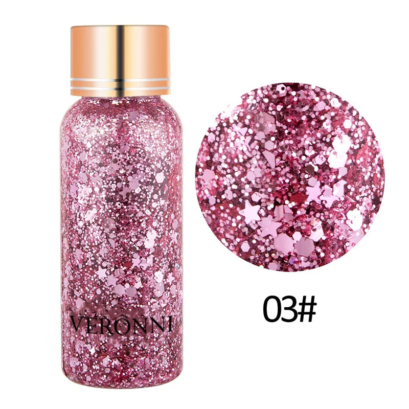 Body Sparkling Sequins Glitter Gel Eyeshadow,Stage Glitter Eyeshadow Highgloss Face Brighten Stage Makeup For Music festival Zpaxo 03