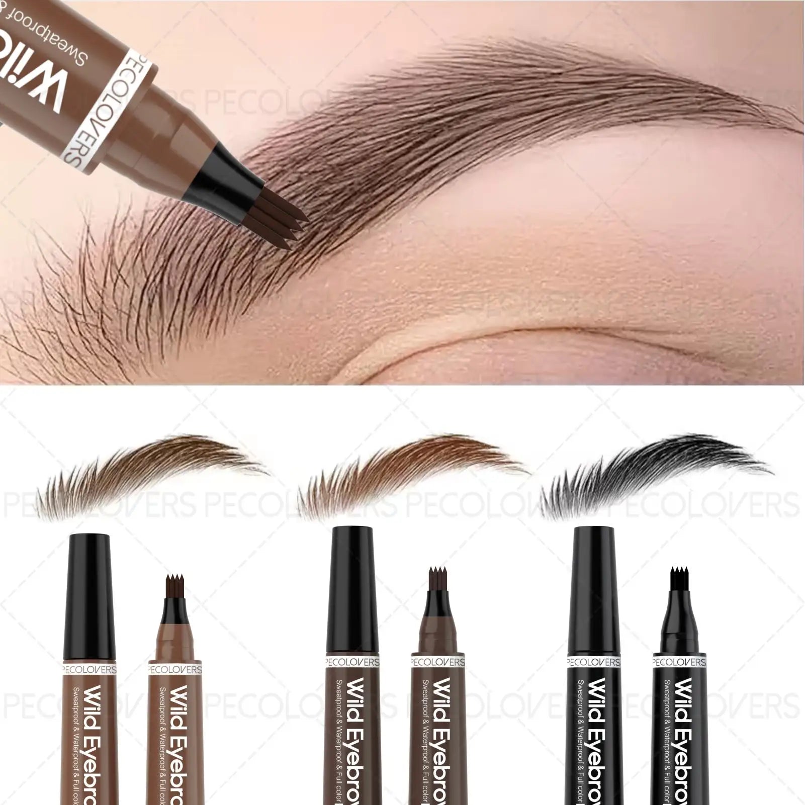 1PC 4-Branch Brow Pencil with Waterproof Multi-Tip (4-Point) Tip - Long-Lasting Sweatproof Formula for Natural Wild Brow Hair Zpaxo
