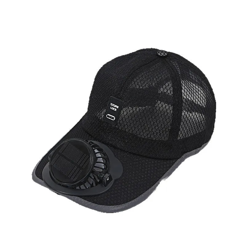 Solar Powered Fan Hat USB Charging Unisex Breathable Mesh UV