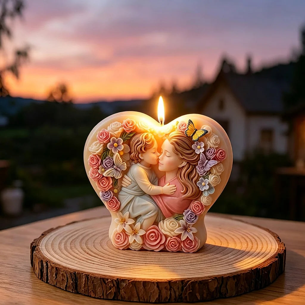 Heart-Shaped Mother & Child Silicone Mold – Candle Resin Crafts