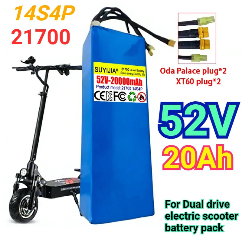 14S4P 52V 20Ah 21700 Lithium-ion Battery Pack High-capacity Dual Port Fast Charging Suitable for Dual Drive Electric Scooters Zpaxo