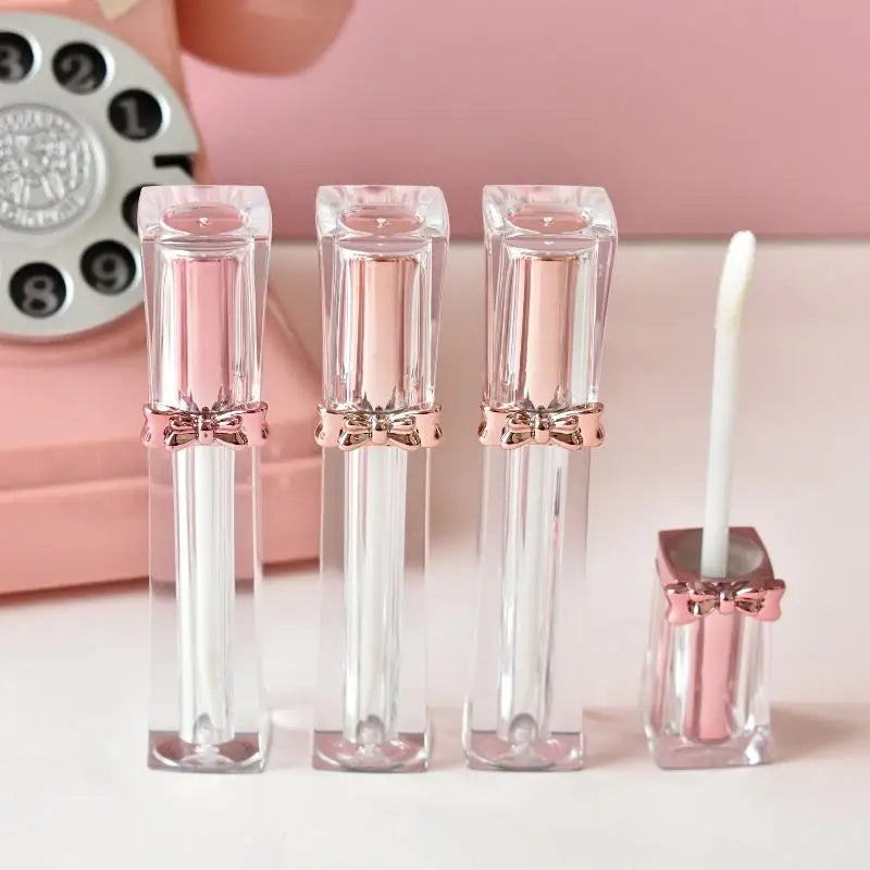 Empty Portable Lip Gloss Tubes DIY Clear Bowknot Glaze Square Rose Zpaxo