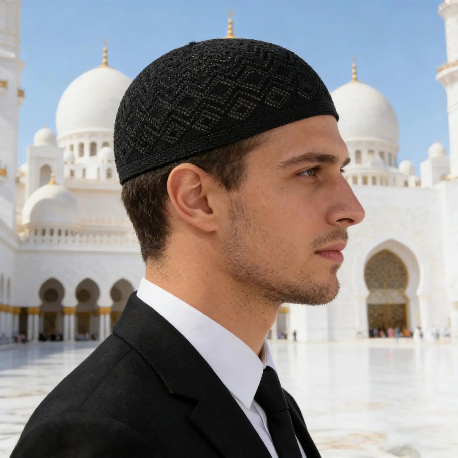 Kufi Hat Elastic Breathable Stretchable Soft Embroidery Cap Crochet