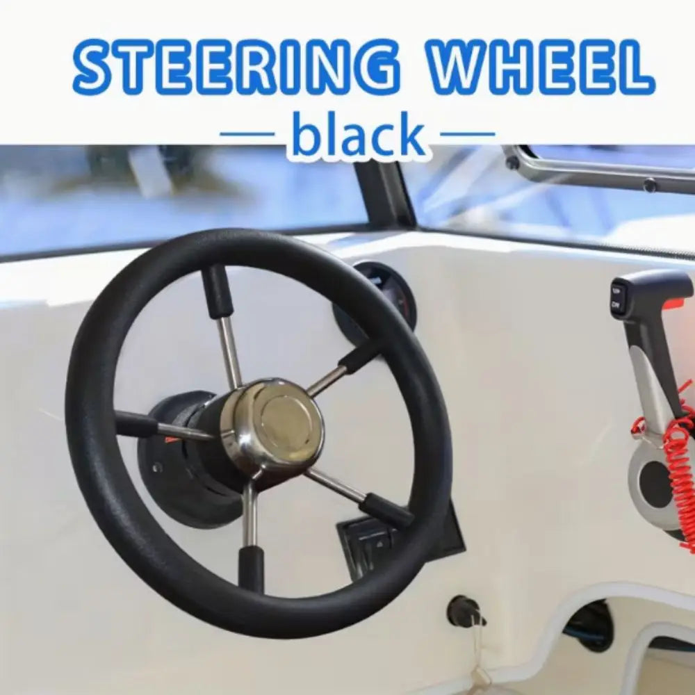 Stainless Steel Boat Steering Wheel 5-Spoke Design Polished Marine Steering Wheel Anti-Skid Black Foam Grip Yacht Accessories Zpaxo