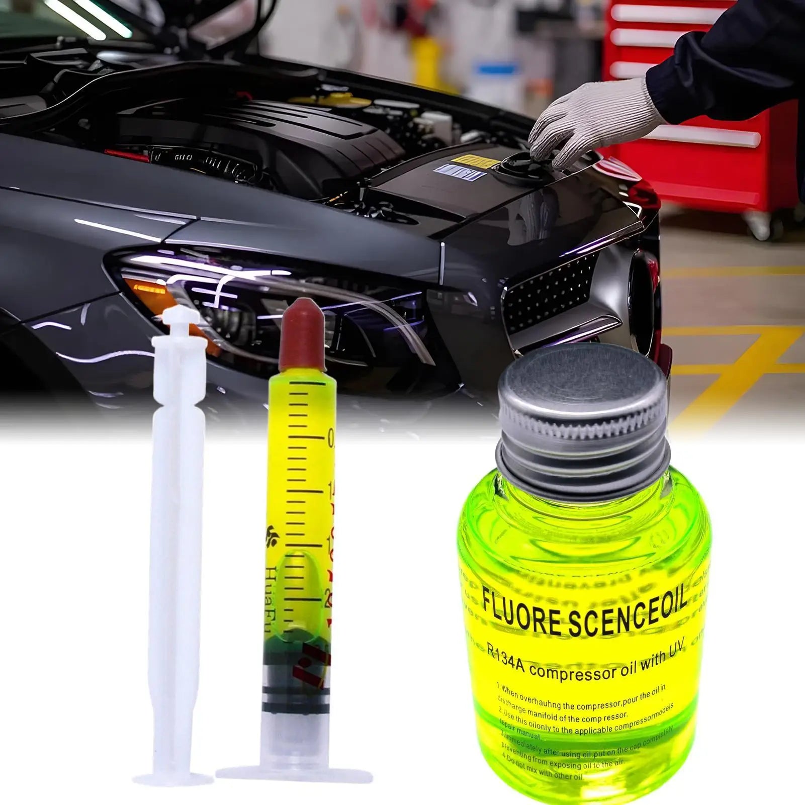 Car Air Conditioner Leak Detection Fluorescent Oil Detector Agent